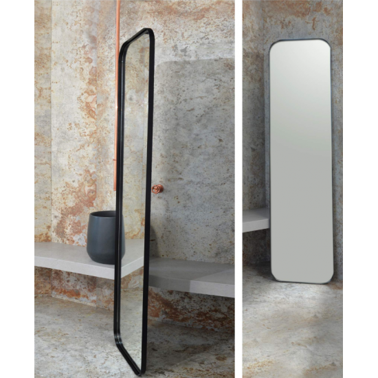 Καθρέπτης Ολόσωμος Μεταλλικός Iron Full Curved Slim 50X200 εκ. Brushed (Inox Βουρτσισμένο)